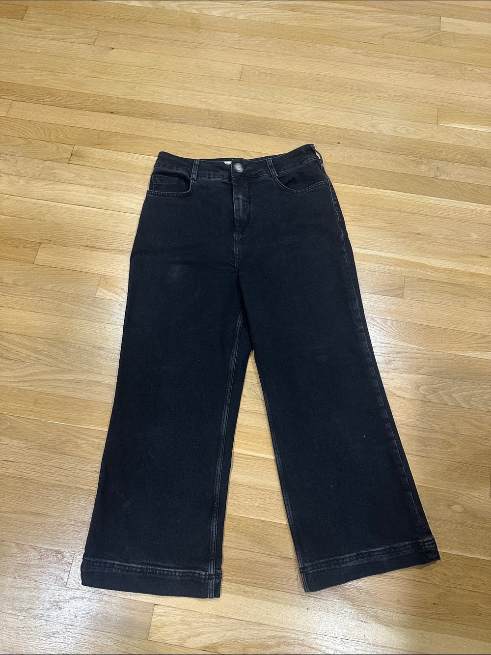 Pilcro Black Wide-Leg High-Rise Jeans